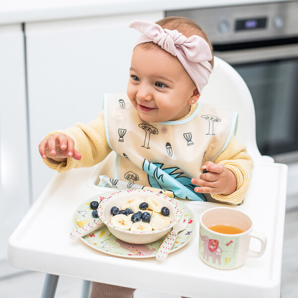 Baby Look - 1101 04 839 Zestaw naczyn bambusowych dla dzieci FOREST GREEN Fartuszek ACTIVE BABY 2W BABYONO Z jvn9 1c